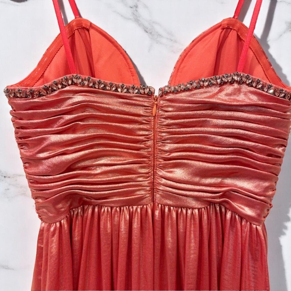 NWT Liv Foster Metallic Poplin Sleeveless A Line Gown Rust - Picture 7 of 7